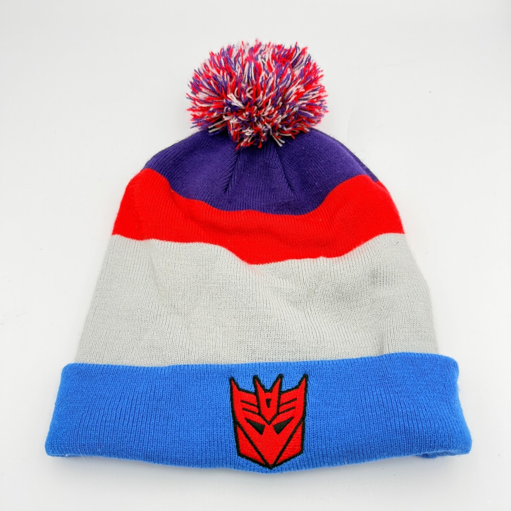 Nike Transformers Decepticon Beanie Blue Red Grey Pom Hat 621345-547 OSFM